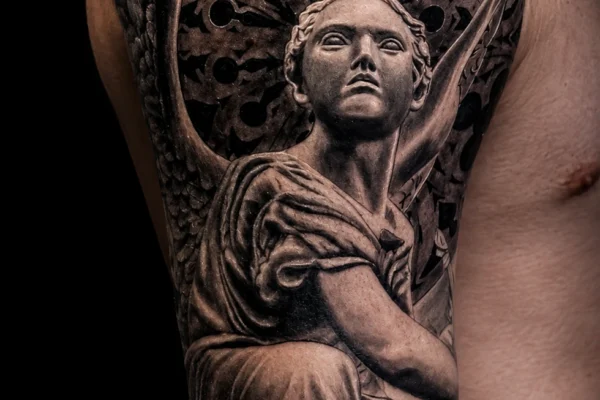 black-gray-angel-wing-sleeve-tattoo-wicked-ways-tattoos