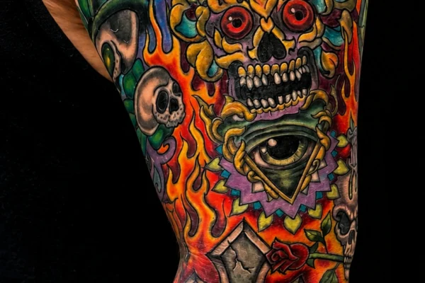 colorful-skull-rose-sleeve-tattoo-wicked-ways-tattoos