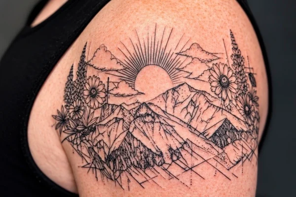 mountain-sunrise-landscape-shoulder-tattoo-wicked-tattoos