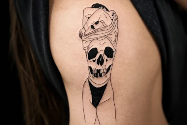 skull-skeleton-bandage-line-art-tattoo-wicked-ways-tattoos